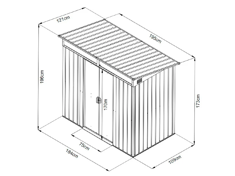 Szopa ogrodowa ze świetlikiem 1,95x1,21x1,96m, 2,35m², ProShed®, Antracyt/Biały - Image 12