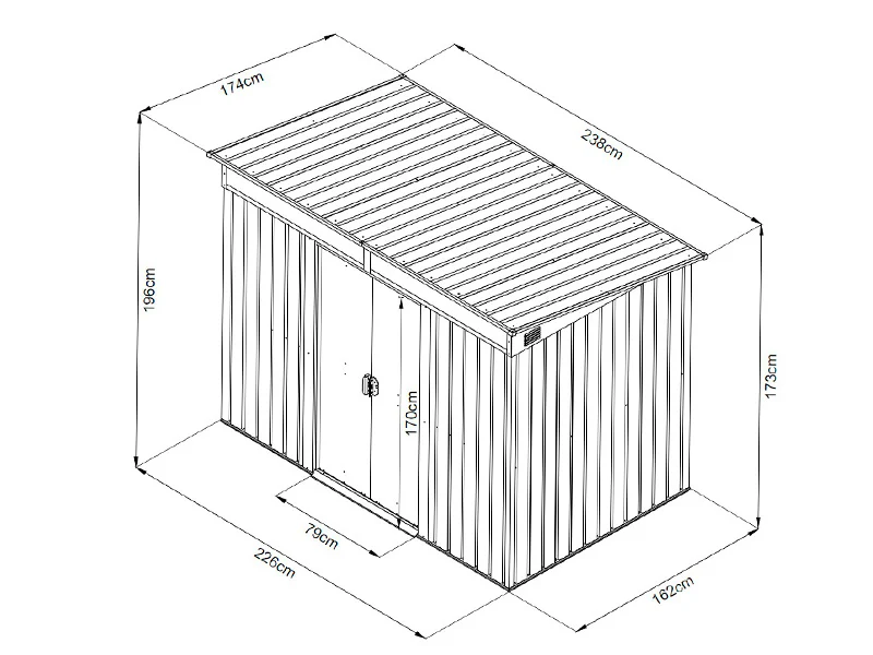 Szopa ogrodowa ze świetlikiem 2,38x1,74x1,96m, 4,14m², ProShed®, Antracyt/Biały - Image 12