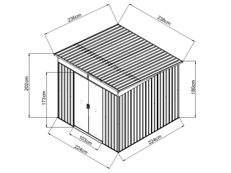 Szopa ogrodowa ze świetlikiem, 2,38x2,36x2,02m, 5,6m², ProShed®, Antracyt - Image 4