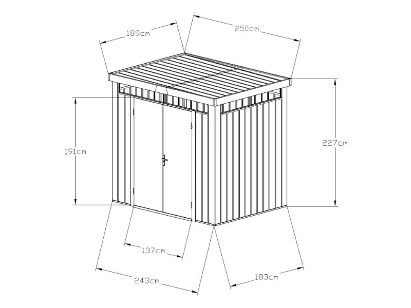 Szopa ogrodowa ze świetlikiem + przedłużenie, 4,67x1,91x2,27m, ProShed®, Antracyt - Image 8