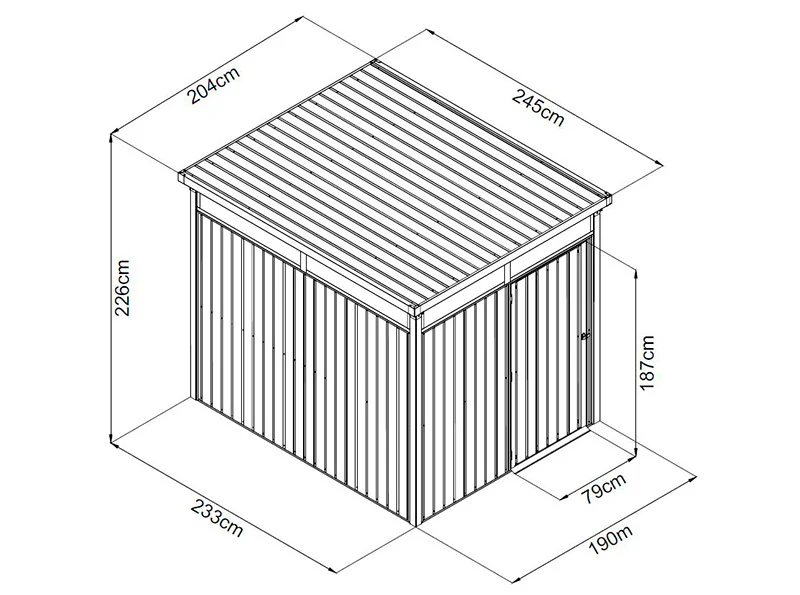 Szopa ogrodowa ze świetlikiem + rozszerzenie, 4,9x2,45x2,26m, 12,0m², Antracyt - Image 8