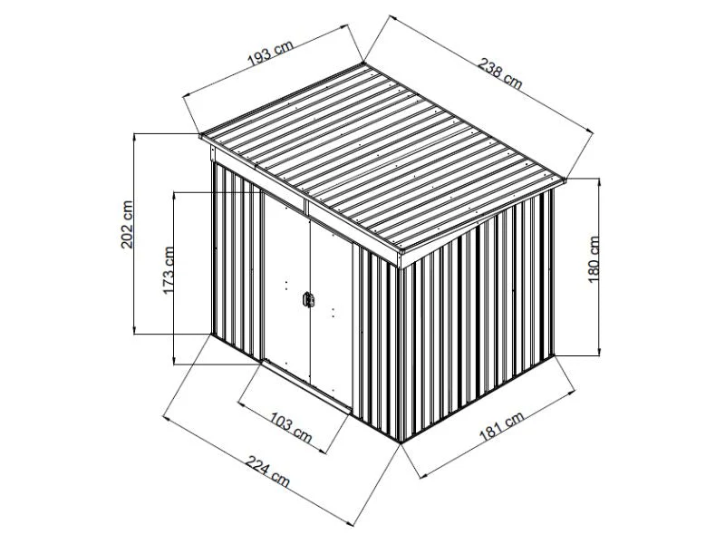 Szopa ogrodowa ze świetlikiem + zadaszenie, 4,74x1,93x2,02m, 9,15m², ProShed®, Antracyt - Image 6