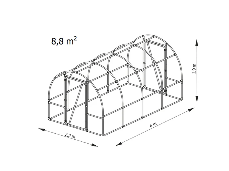 Tunel foliowy 130, 2,2x4x1,9m, 8,8m², Prezezroysty - Image 9