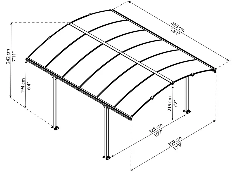 Wiata Arcadia, Palram/Canopia, 3,59x4,35m, Szary - Image 3