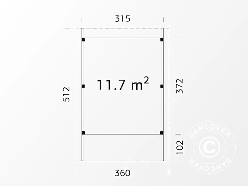 Wiata drewniana, 3,6x5,12x2,32m, 11,7m², Naturalny, KOMPLETNY ZESTAW - Image 4