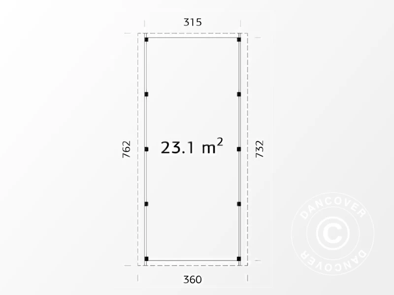Wiata drewniana, 3,6x7,62x2,32m, 23,1m² , Naturalny - Image 3