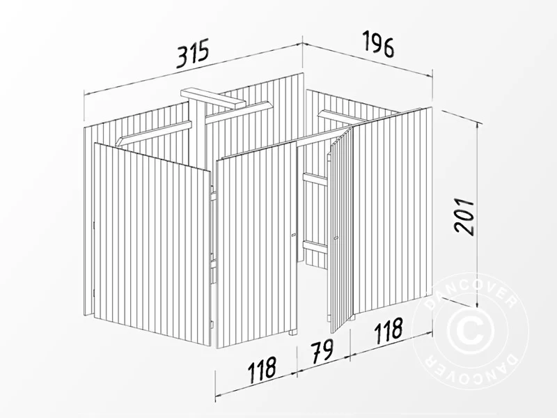 Wiata drewniana z szopą, 3,6x7,62x2,32m, 23,1m², Naturalny, KOMPLETNY ZESTAW - Image 7