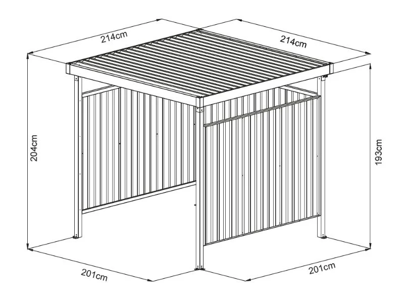 Wiata rowerowa 2,14x2,14x2,04m, 4,57m2, ProShed®, Antracyt - Image 5