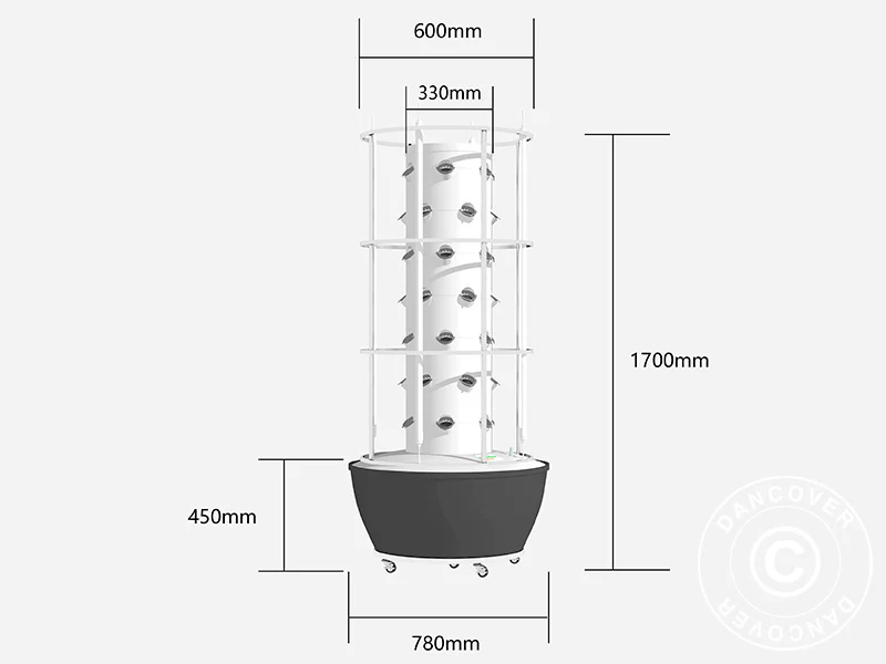 Wieża do uprawy hydroponicznej z diodą LED, 0,8x0,8x1,7m, Biała - Image 7