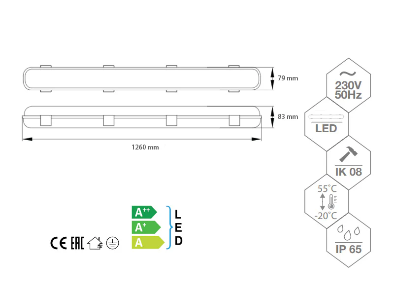 Świetlówka LED do uprawy roślin 1,26m, Szara - Image 8