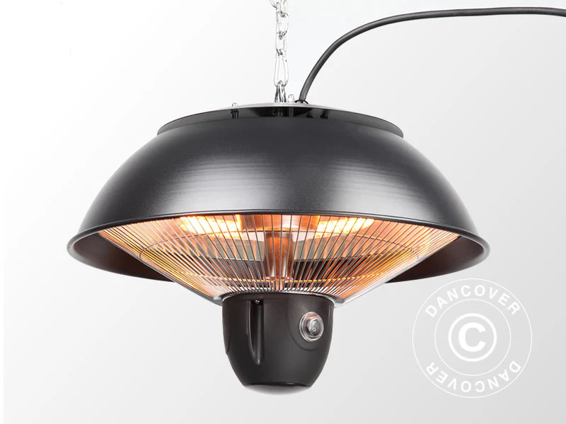 Wiszący halogenowy promiennik tarasowy MINNA ze zdalnym sterowaniem, 1500W, czarny - Image 2