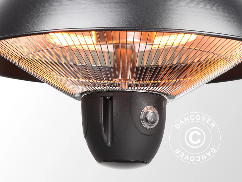 Wiszący halogenowy promiennik tarasowy MINNA ze zdalnym sterowaniem, 1500W, czarny - Image 3