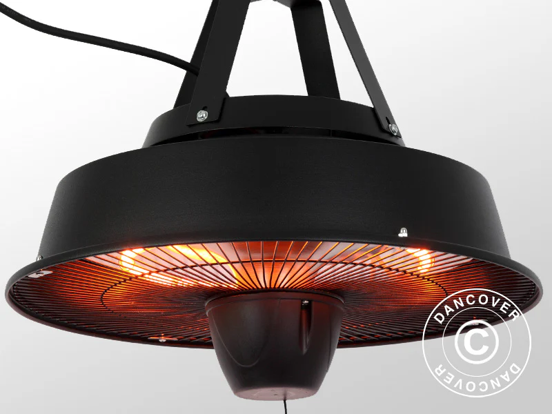 Wiszący węglowy promiennik tarasowy Irabu, 1500W, Czarny - Image 3