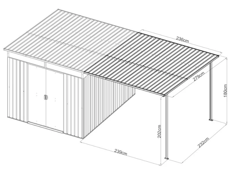 Zadaszenie do domku ogrodowego ze świetlikiem, 2,36x2,79x2,02m, 6,5m2, ProShed®, Antracyt - Image 6