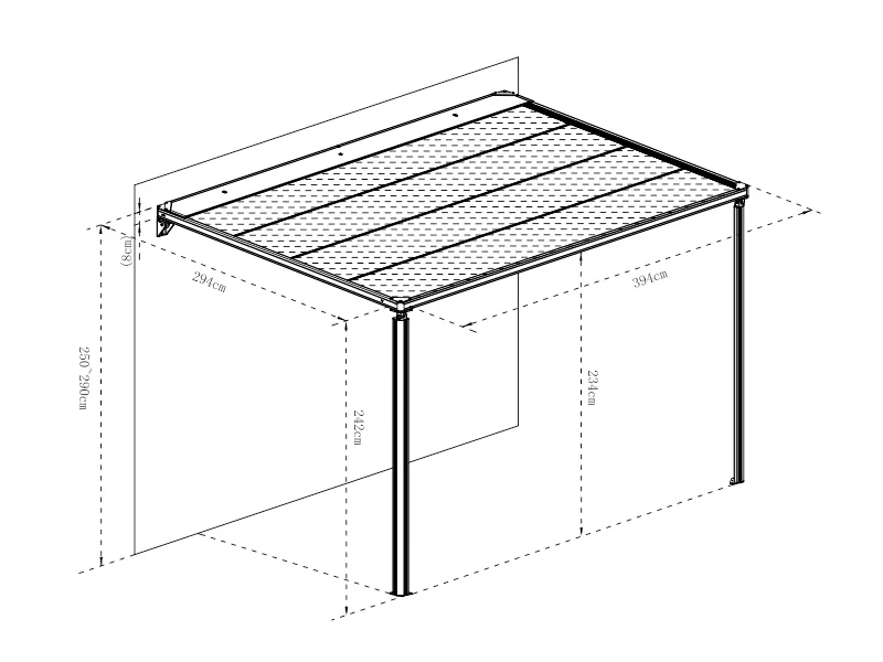 Zadaszenie tarasu, pergola montowana do ściany Santa Ynez, 4x3m, Czarne/Ciemnoszare - Image 8