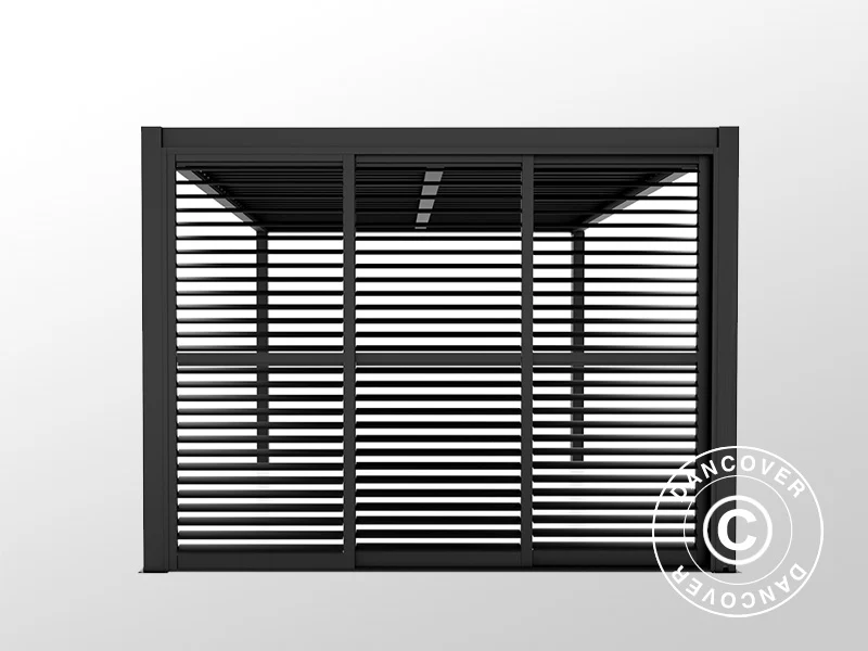 Zestaw drzwi przesuwnych z lamelami do pawilonu ogrodowego San Pablo 4m, 1,25x2,18m, Czarny - Image 3