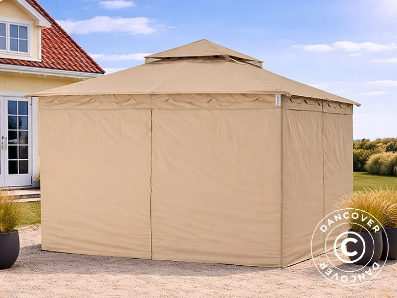 Zestaw zasłon do pawilon ogrodowy Horus, 3x3,7m, Bezowy - Image 4